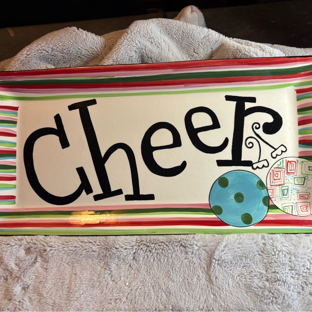 Home Interiors Cheer Striped Serving Platter